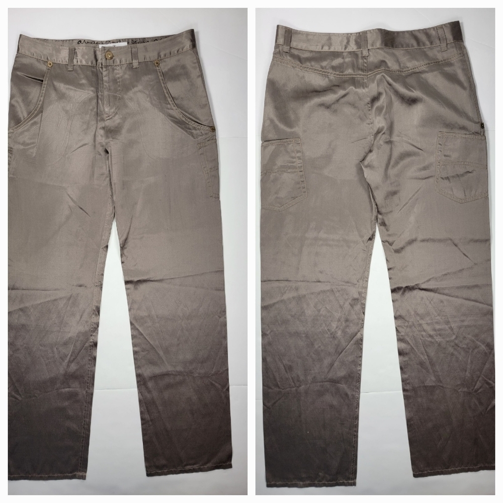 Armani Exchange Silk Cargo Trouser Pants Sz 2 Straight Wide Leg Office Siren